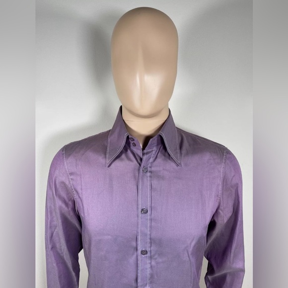 Vintage 2000s J Lindbergh Button Up Shirt Long Sleeve Purple Men’s M - Picture 3 of 8